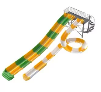 Compact slide and Multislide 2 lanes water slides