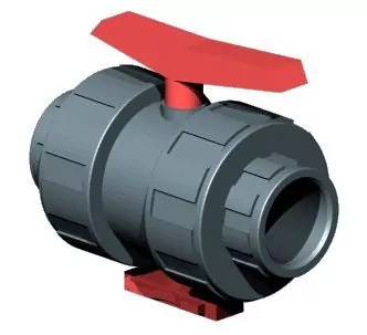 Cepex PVC-U true union ball valve with seating joints PFTE, female tread 1 1/2''