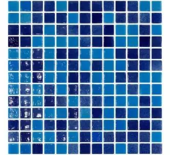 AstralPool Dark/Medium Blue mix glass pool mosaic, 25 x 25 mm