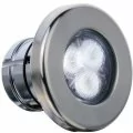 AstralPool LumiPlus mini LED light with stainless steel decorative ring for concrete pool, White
