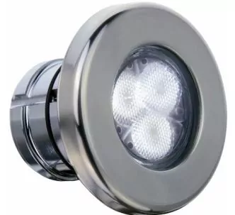 AstralPool LumiPlus mini LED light with stainless steel decorative ring for concrete pool, White