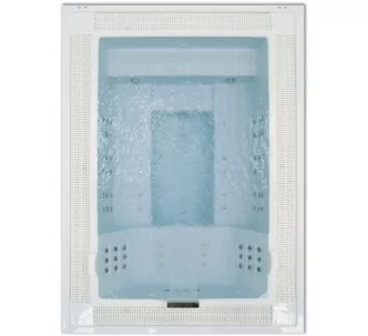 AstralPool Tokyo 70 Plus overflow spa with spotlight and waterfall, 340 x 240 cm, 7 seats