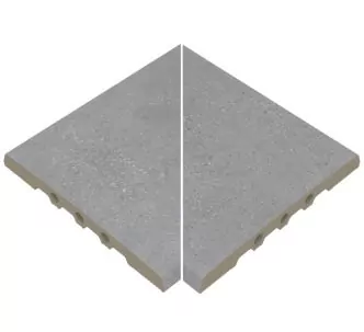 Rosa Gres Iconic Grey 245 EF porcelain stoneware corners for swimming pool, 26,6 x 26,6 x 2.2 cm, anti-slip