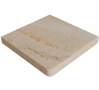 Rosa Gres Serena Ocra DL1 porcelain stoneware edge for swimming pool, 31,7 x 31,7 x 3.8 cm, anti-slip