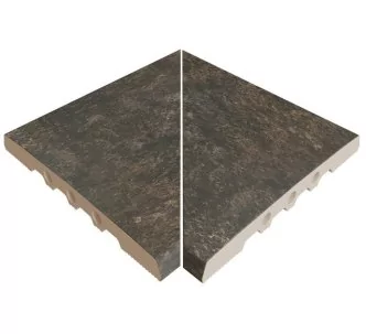 Rosa Gres Pietro Dark 245 EF porcelain stoneware corners for swimming pool, 26,6 x 26,6 x 2.2 cm, anti-slip