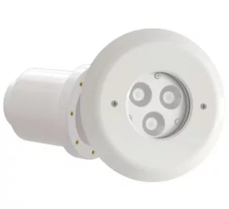 Teclumen Mini Perla power lamp 5300K 120° with PVC flange, niche  and diffuser for pool, cool white