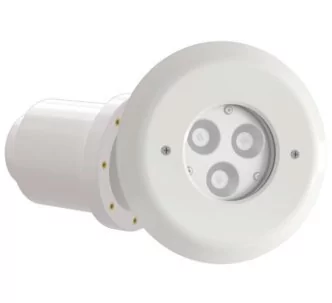 Teclumen Mini Perla power lamp 3000K 120° with PVC flange and diffuser for pool, warm white