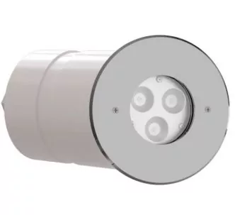 Teclumen Mini Perla power lamp 3000K 120° with stainless-steel flange and diffuser for pool, 316L, warm white