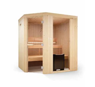 Atecpool TyloHelo corner with glazed section spruce, 2073 X1200 x 1200 mm