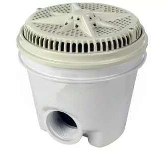 Pentair 8” Starguard maindrain with 2” side ports, ring and cover, ABS, White