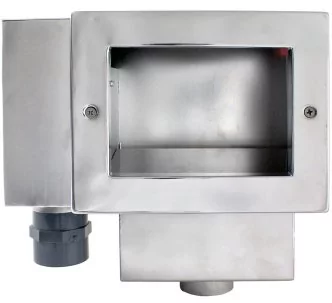 Behncke standard surface skimmer type B 100 with brush flange for swimming pool, 8-12 m3/h, AISI 316