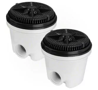 Pentair 8” Starguard maindrain with 2” side ports, ring and cover, ABS, Black