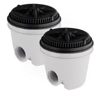 Pentair 8” StarGuard main drain with 2” Side Port ABS Sump, Pack of 2, Black
