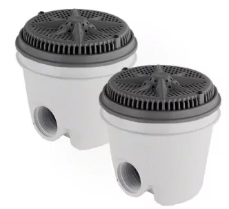 Pentair 8” StarGuard main drain with 2” Side Port ABS Sump, Pack of 2, Dark Gray