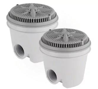 Pentair 8” StarGuard main drain with 2” Side Port ABS Sump, Pack of 2, Gray