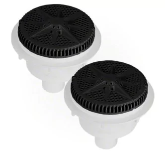 Pentair 8” StarGuard main drain with Dual 2” Bottom Ports ABS Sump, Pack of 2, Black