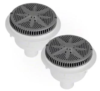 Pentair 8” StarGuard main drain with Dual 2” Bottom Ports ABS Sump, Pack of 2, Dark Gray