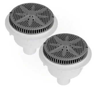 Pentair 8” StarGuard main drain with Dual 2” Bottom Ports ABS Sump, Pack of 2, Dark Gray