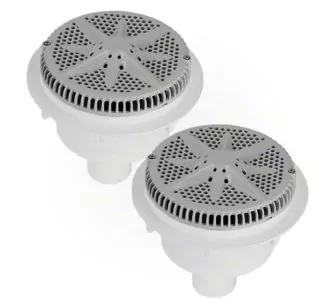 Pentair 8” StarGuard main drain with Dual 2” Bottom Ports ABS Sump, Pack of 2, Gray