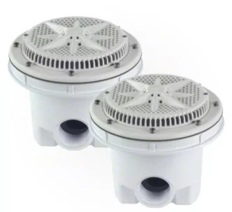 Pentair 8” StarGuard main drain with 2” Side and 1.5” Bottom port-, Pack of 2, White