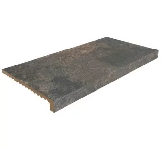 Rosa Gres Pietro Dark L62 porcelain stoneware edge for swimming pool,  62,6 x 31,7 x 3,8 cm, anti-slip