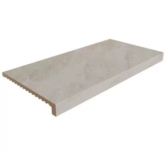 Rosa Gres Pietro White L62 porcelain stoneware edge for swimming pool,  62,6 x 31,7 x 3,8 cm, anti-slip