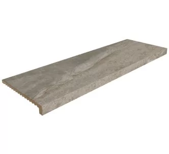Rosa Gres Pietro Grey L98 porcelain stoneware edge for swimming pool, 97.9 x 31.7 x 3.8 cm, anti-slip