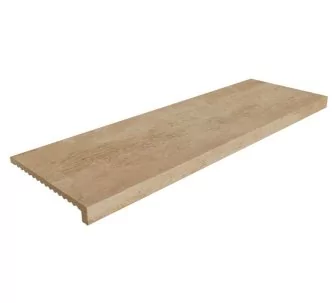 Rosa Gres Stela Golden L98 porcelain stoneware edge for swimming pool, 97.9 x 31.7 x 3.8 cm, anti-slip