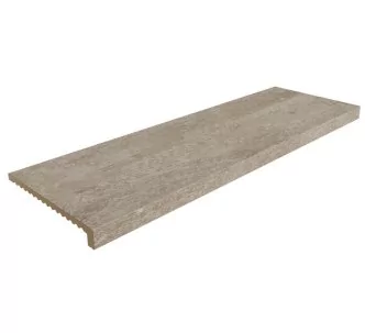 Rosa Gres Stela Grey L98 porcelain stoneware edge for swimming pool, 97.9 x 31.7 x 3.8 cm, anti-slip