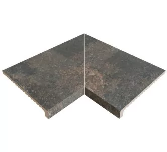 Rosa Gres Pietro Dark E62 edge corner compact porcelain stoneware tile for pool, 62,6 x 62,6 x 3,8 cm, anti-slip