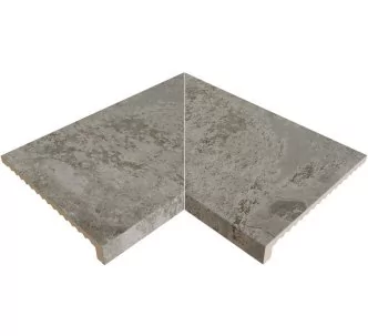 Rosa Gres Pietro Grey E62 edge corner compact porcelain stoneware tile for pool, 62,6 x 62,6 x 3,8 cm, anti-slip
