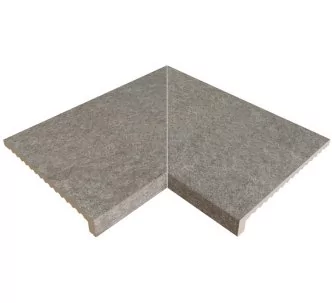 Rosa Gres Serena Nero E62 edge corner compact porcelain stoneware tile for pool, 62,6 x 62,6 x 3,8 cm, anti-slip